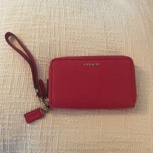 Pink Texturized Coach Wristlet/ Wallet